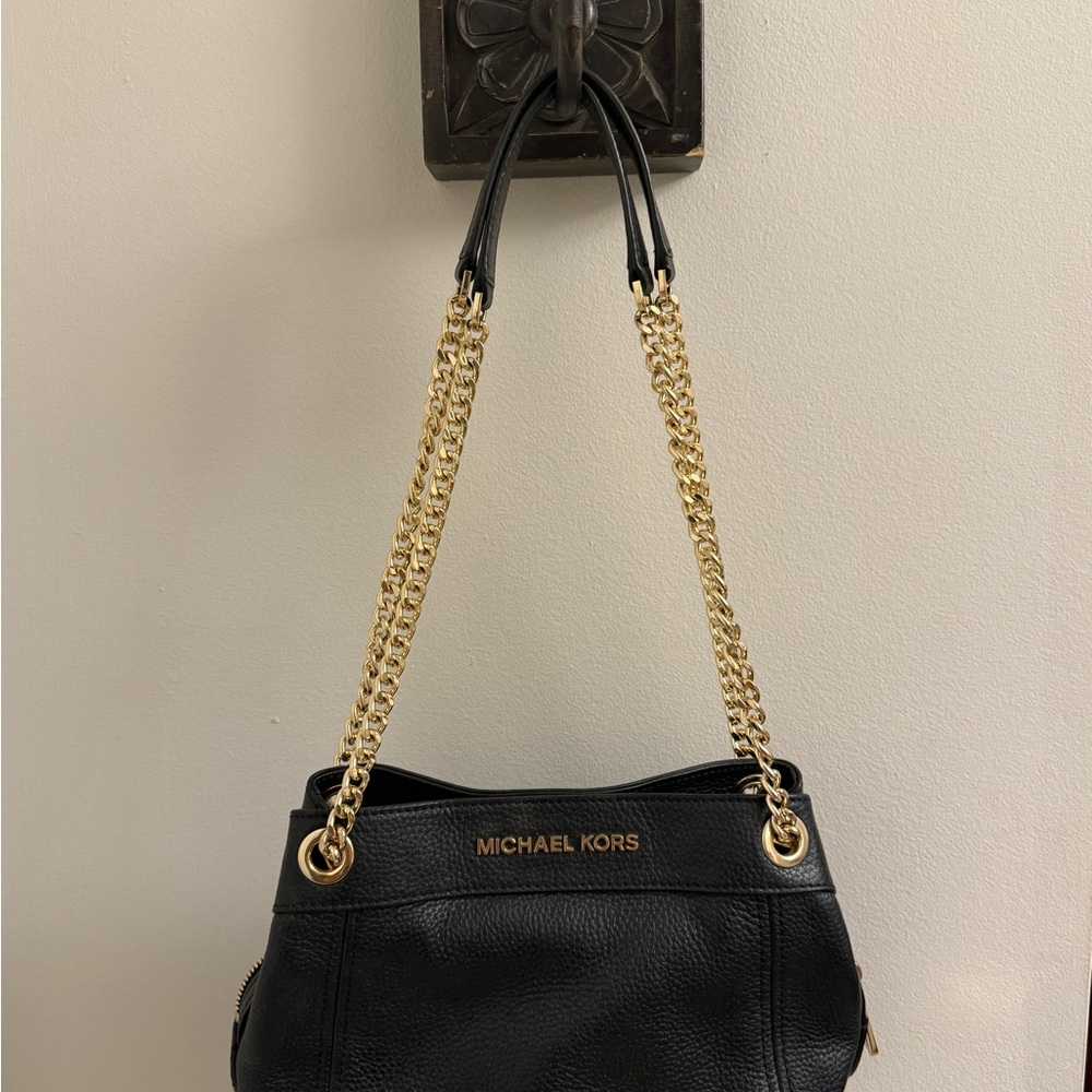 Michael Kors Black Shoulder Bag with Gold Chain